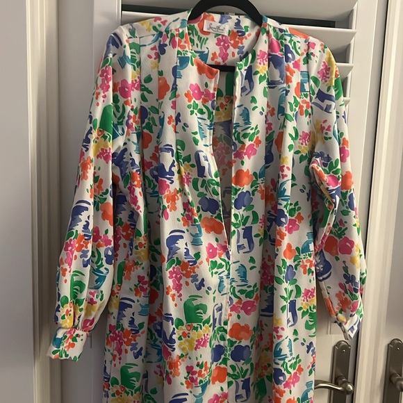 Vintage made in USA zip up beach cover up or lounge dress size M-L - Picture 3 of 4